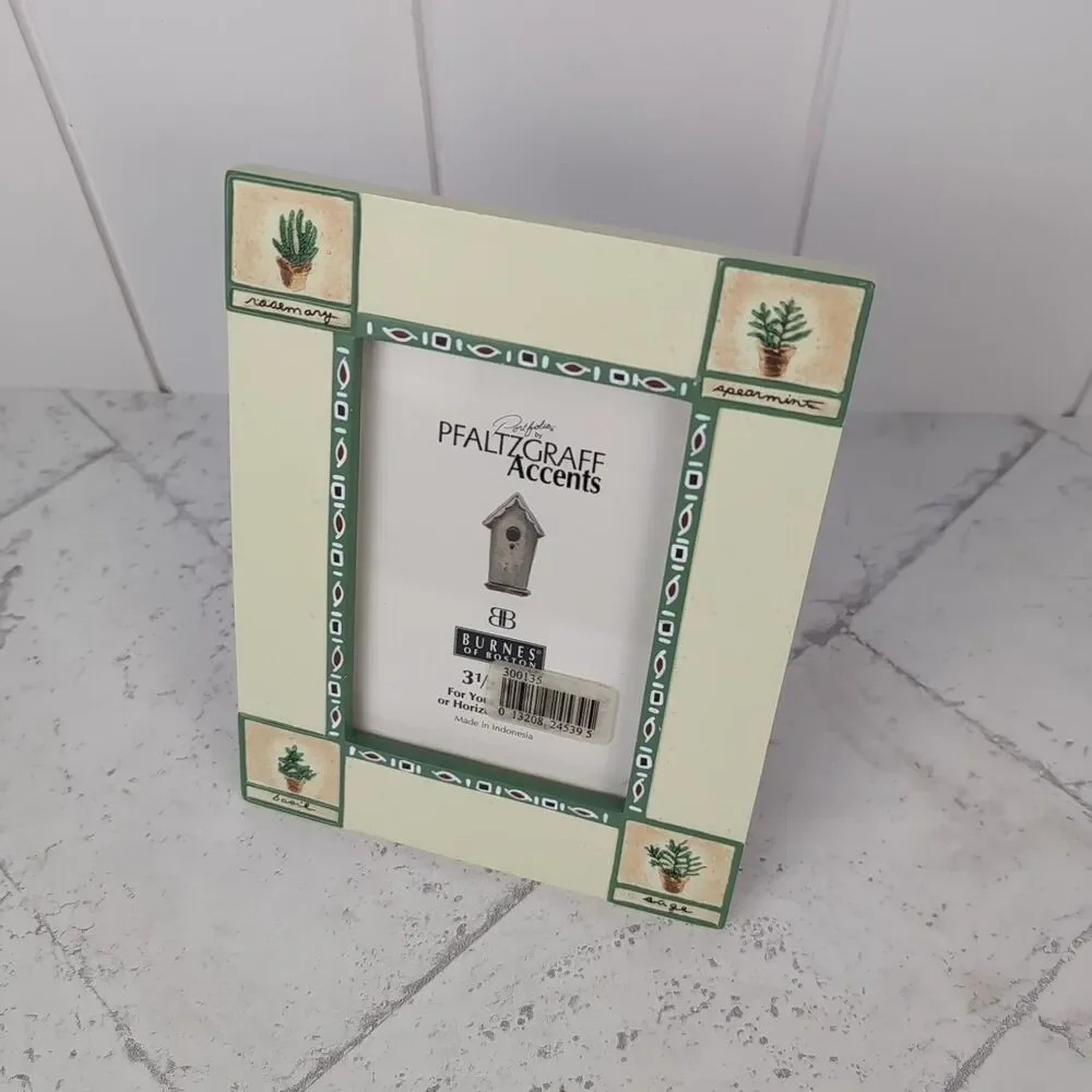 Naturewood by Pfaltzgraff Accents Photo Frame Stoneware Beige Green NOS